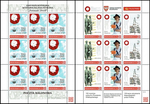 Arkusiki znaczków z okazji XXII OWF Poznań 2018